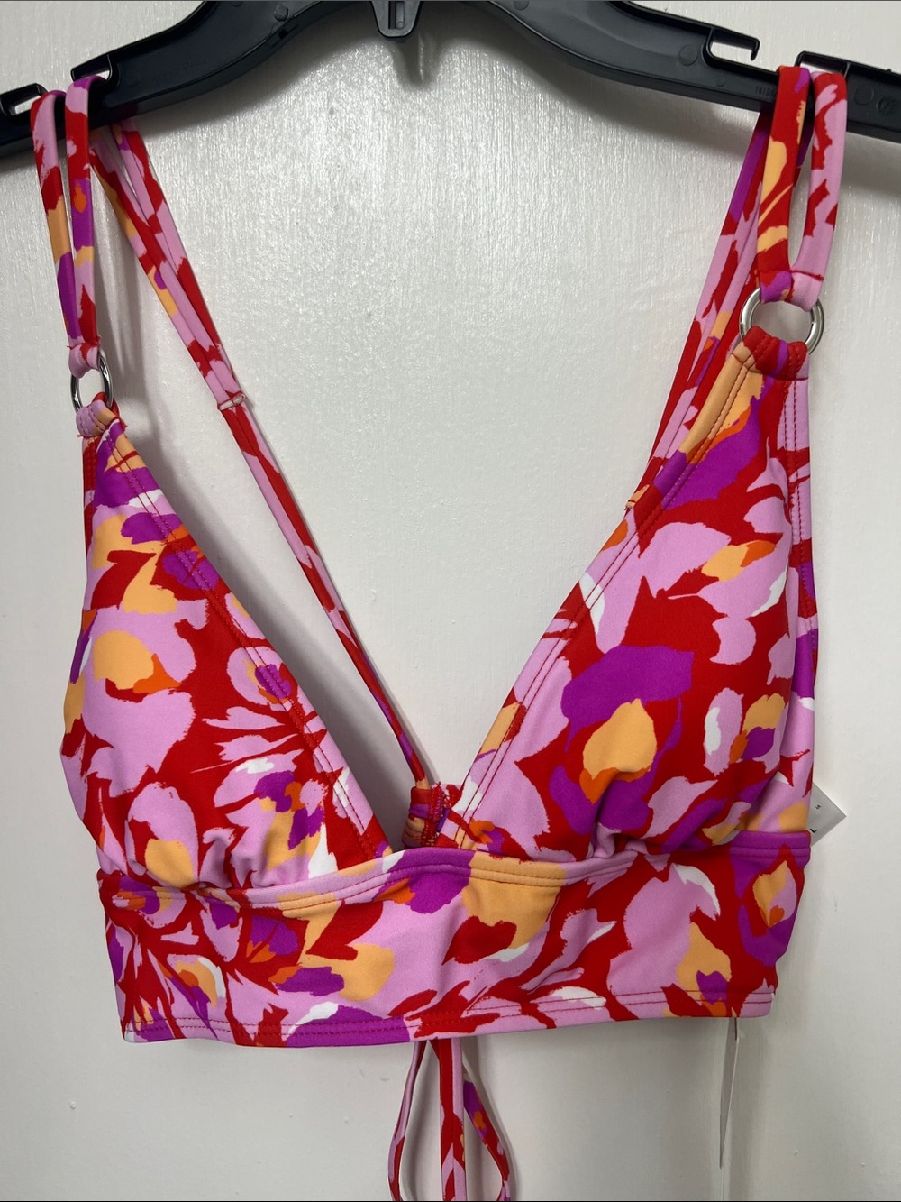 Salt + Cove Juniors' Vermillion Multi,  Flutter By X-Back Bikini Top Size Large